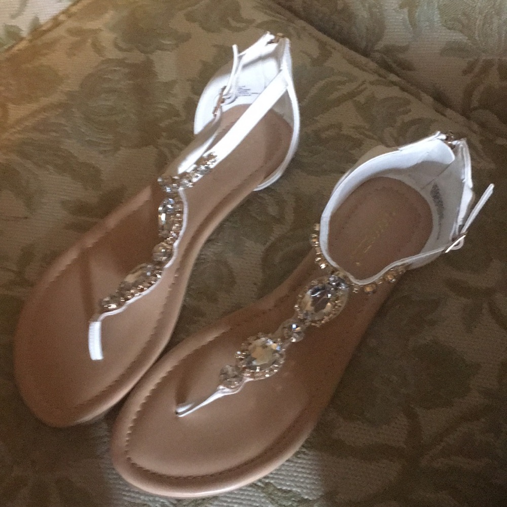 White embellished sandals